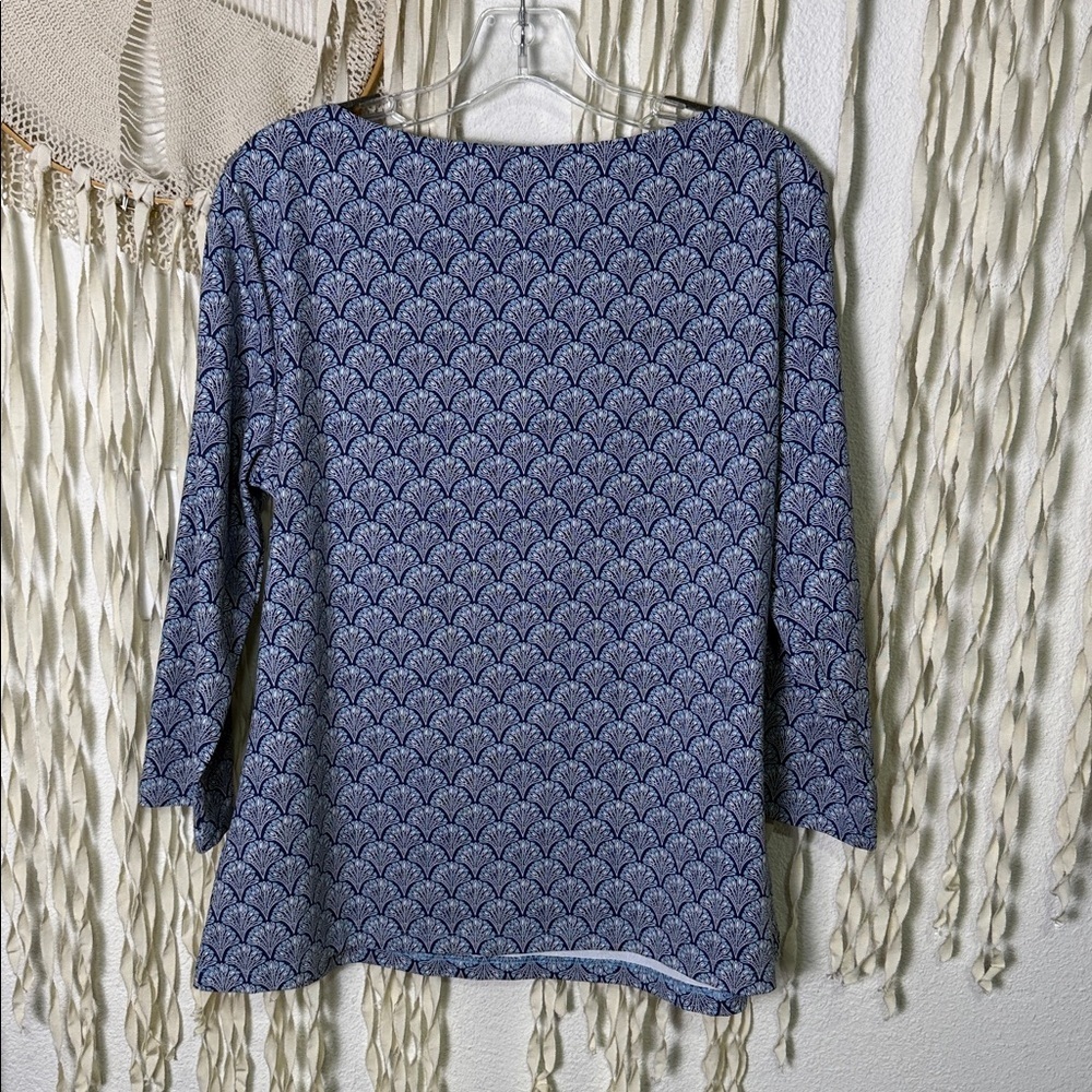 J. McLaughlin Blue Printed Boatneck Long-Sleeve Top - Picture 6 of 14